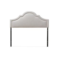 Grayish Beige Fabric Upholstered Full Size Headboard