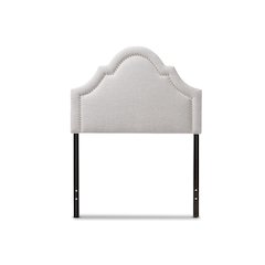 Grayish Beige Fabric Upholstered Twin Size Headboard