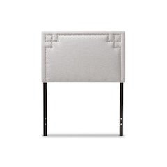 Grayish Beige Fabric Upholstered Twin Size Headboard