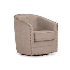 Classic Retro Beige Fabric Upholstered Swivel Tub Chair
