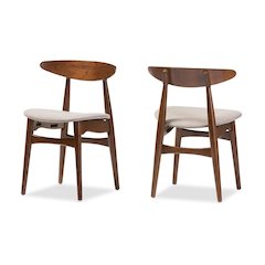 Modern Light Grey Fabric and "Oak" Medium Brown Finishing Wood Dining Chair