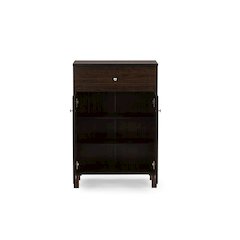 Baxton Studio Felda Dark Brown Modern Shoe Cabinet with 2 Doors and Drawer