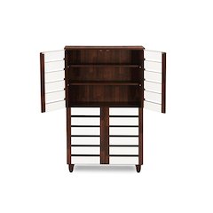 Baxton Studio Gisela Oak and White 2-tone Shoe Cabinet With 4 Door