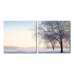 Snowy Solitude Mounted Photography Print Diptych Multi