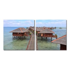 Idyllic Resort Mounted Photography Print Diptych Multi