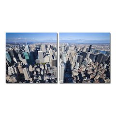 Aerial Manhattan Mounted Photography Print Diptych Multi