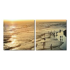 Wading in the Waves Mounted Photography Print Diptych Multi