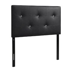 Black Faux Leather Twin Headboard with Padded Upholstery and MDF Frame