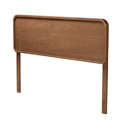 Mid-Century Walnut Brown Finished Wood King Headboard with Sleek Design
