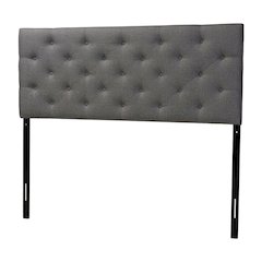 Grey Fabric Upholstered Headboard with Button-Tufted Design and Hardwood Frame