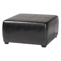Baxton Studio Black Faux Leather Square Ottoman Footstool