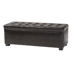 Baxton Studio Dark Brown Faux Storage Bench Ottoman with Dimples