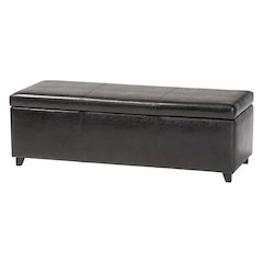 Baxton Studio Dark Brown Faux Leather Storage Bench Ottoman with Stitching