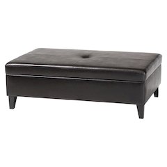 Baxton Studio Dark Brown Faux Leather Storage Cocktail Ottoman