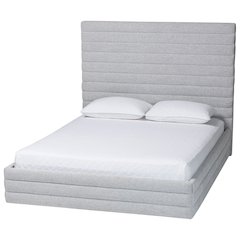 Cadmus Modern Light Grey Channel-Tufted Fabric King Platform Bed