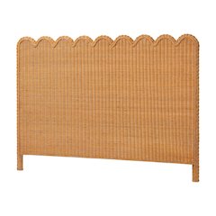Maritza Bohemian Light Honey Scalloped Rattan Pitrit Queen Standalone Headboard