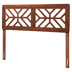 Wood Headboard with Geometric Cutout Design - Modern Decorative Panel, Queen