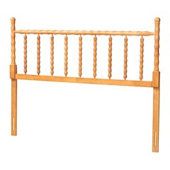 Edaline Bamboo Motif Headboard - Turned Spindle Design, Boho, Queen, Oak Brown