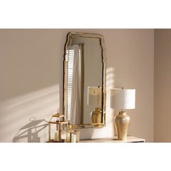 Alice Modern and Contemporary Queen Anne Style Antique Gold Finished Accent Wall Mirror