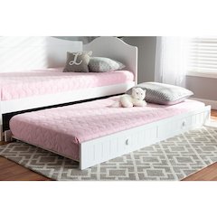 Baxton Studio Neves Cottage Farmhouse White Finished Wood Twin Size Trundle