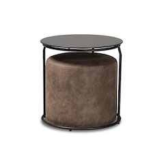 Baxton Studio Kira Modern and Contemporary Black with Grey and Brown 2-Piece Nesting Table and Ottoman Set