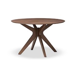 Walnut Wood 47-Inch Round Dining Table