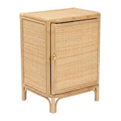 Bohemian Rattan Nightstand with Textured Finish and Elegant Design
