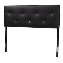 Dalini Modern and Contemporary Full Black Faux Leather Headboard