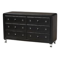 Luminescence Black Faux Leather Upholstered Dresser