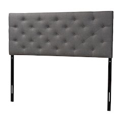 Grey Fabric Upholstered Button-tufted Queen Size Headboard
