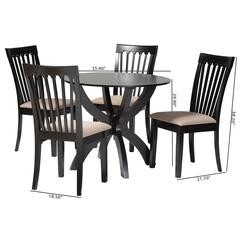 Bailey Modern Sand Fabric and Dark Brown Finished Wood 5-Piece Dining Set