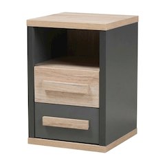 Two-Tone Bedroom Nightstand with 2 Drawers and Contemporary Style