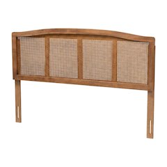 Brown Rubberwood King Size Headboard, Synthetic Rattan Panel, Modern Design