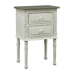 White Traditional Nightstand with Classic French Style and Compact Design
