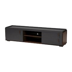 Gray and Walnut Two-Tone Wood TV Stand with Contemporary Style
