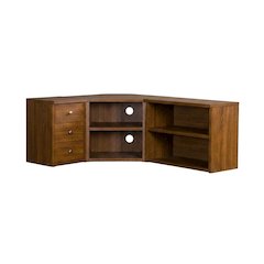 Wooden TV Stand with Open Shelves in Warm Walnut Finish for Modern Living Room