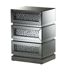Mirrored End Table with 3 Drawers and Elegant Reflective Finish