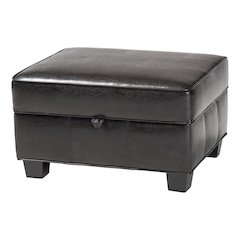 Baxton Studio Agustus Brown Leather Storage Ottoman