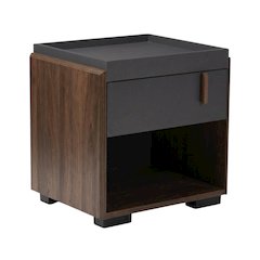 Gray and Walnut Finish Nightstand with One Drawer, Contemporary Style