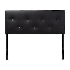 Black Faux Leather King Size Headboard with Foam Padding and Wood Frame