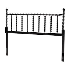 Edaline Bamboo Motif Headboard - Turned Spindle Design, Boho, King, Black