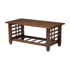 Brown Wood Coffee Table with Rubberwood and Hardwood Construction