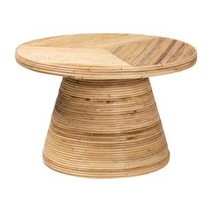 Authentic Rattan Coffee Table with Mahogany Wood Frame and Durable Plywood Top