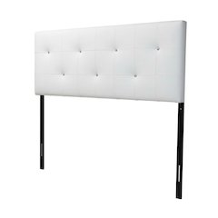 White Faux Leather Headboard Full Size with PU Foam Padding and Wood Frame