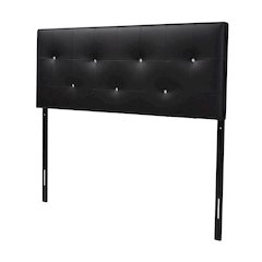Full Black Faux Leather Headboard with PU Foam Padding and Wood Frame