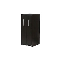Contemporary Dark Brown Wooden Bookcase with Shelving and Pull-out Doors