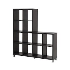 Dark Brown Cube Shelving Unit With Faux Wood Grain Finish For Storage