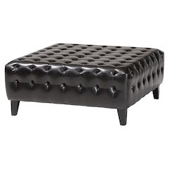 Baxton Studio Pemberly Dark Brown Bonded Leather Square Ottoman