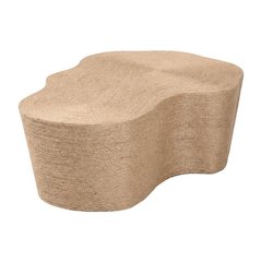 Earthy Brown Jute Coffee Table with Handwoven Textured Surface and MDF Frame