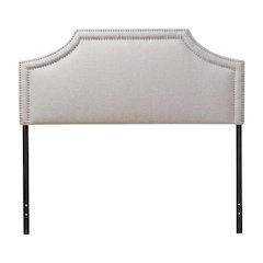 Grayish Beige Upholstered Headboard, Foam Padding, MDF Frame for Full Size Bed
